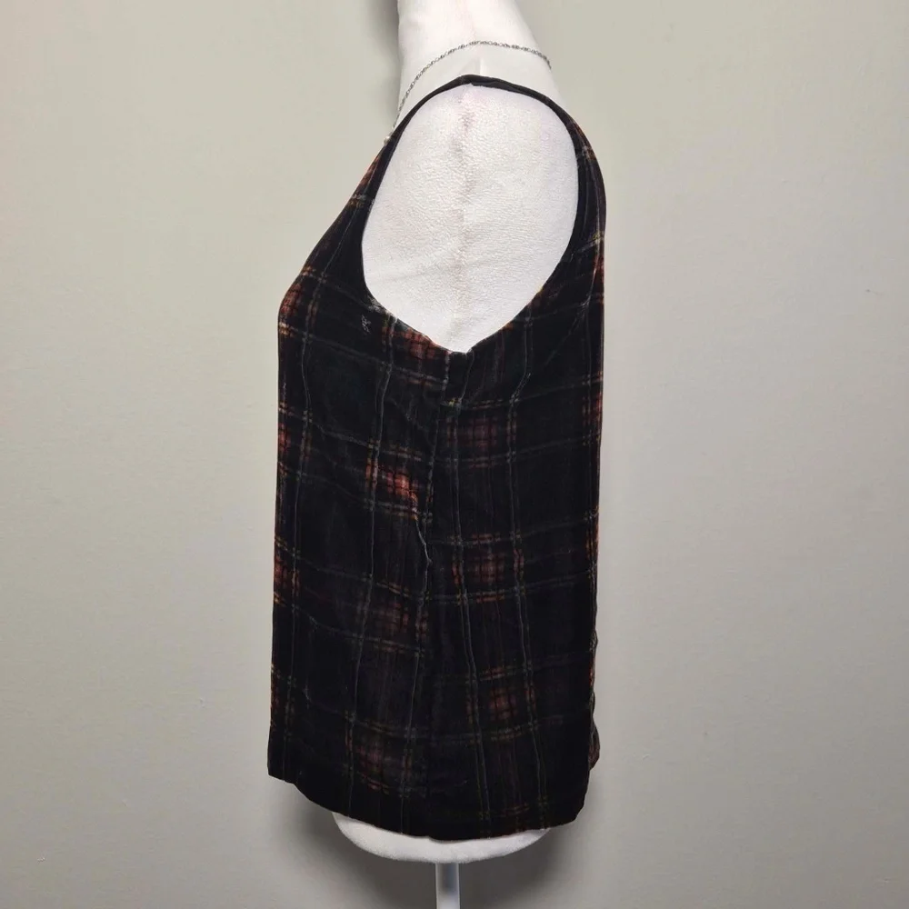 J Crew Tartan Plaid Velvet Velour Academia EGirl Whimsy Gothabilly Tank Top US 2 - Picture 5 of 9
